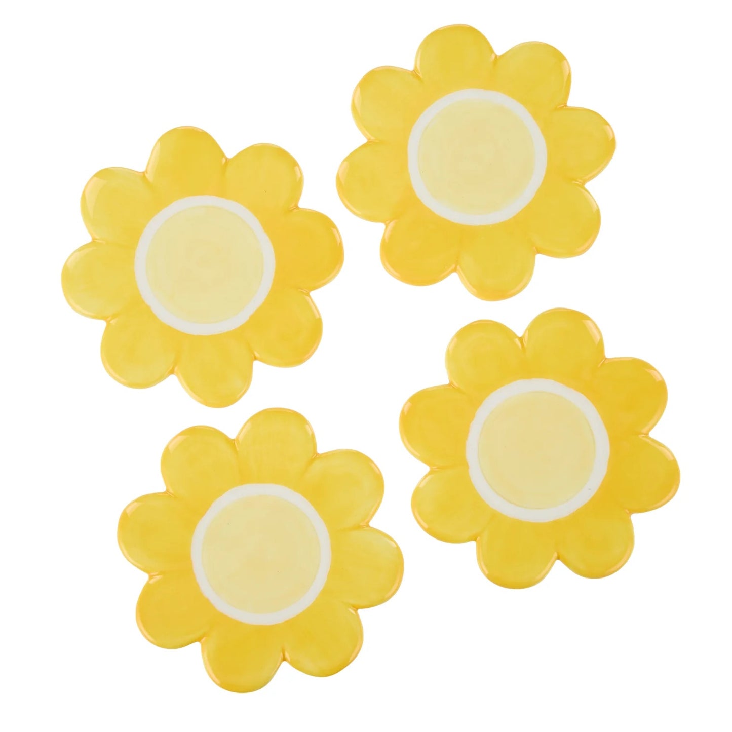 Flower Ceramic Coasters - Yellow