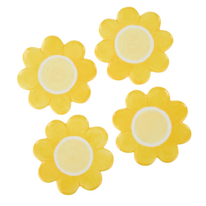 Flower Ceramic Coasters - Yellow