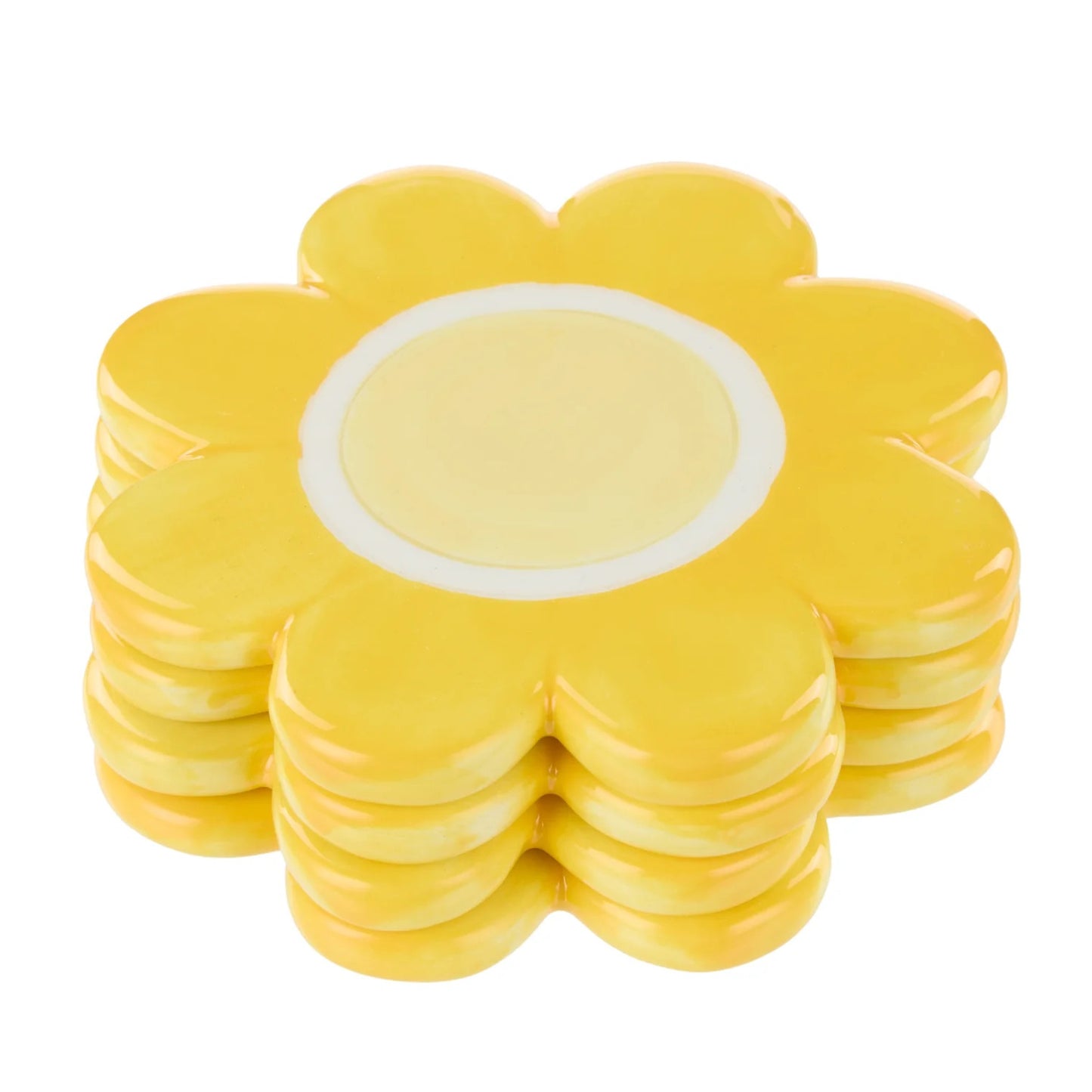 Flower Ceramic Coasters - Yellow